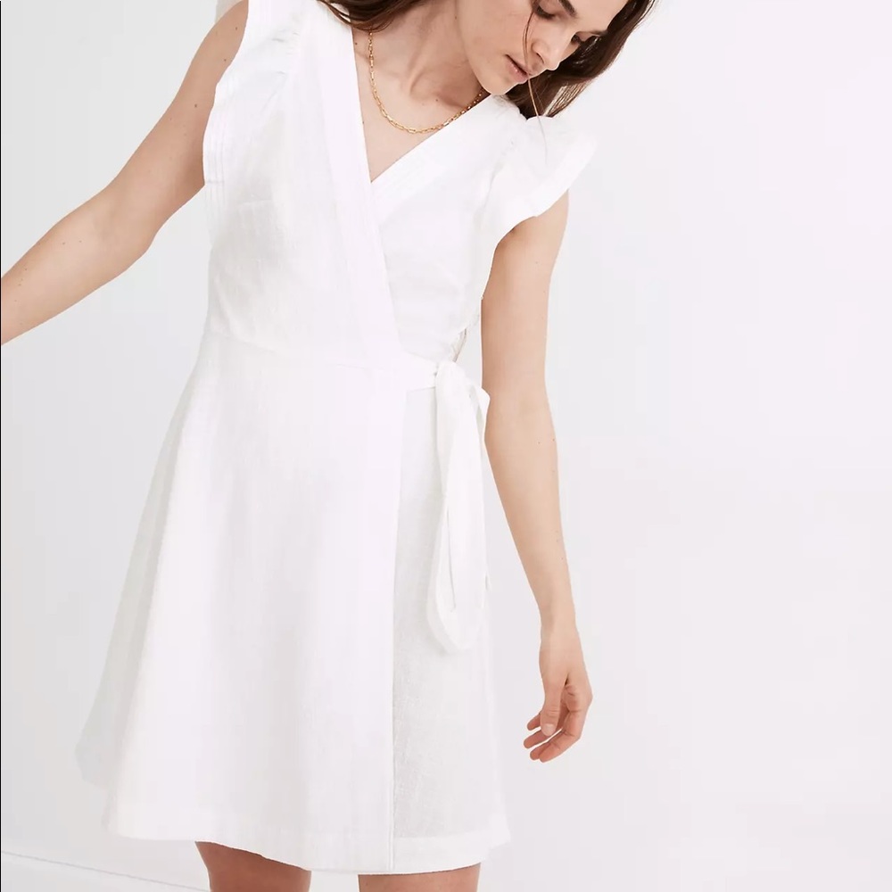Madewell Ruffle-Sleeve Wrap Mini Dress MC976